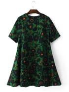 Shein Dark Green Floral Shift Dress