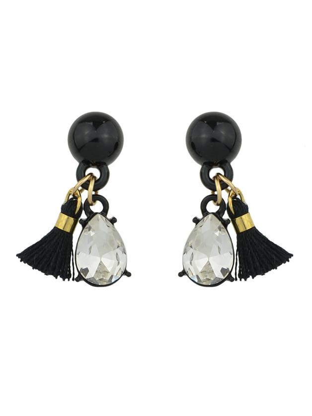 Shein White Color Rhinestone Thread Tassel Drop Earrings