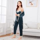 Shein Contrast Lace Velvet Cami Pajama Set With Robe
