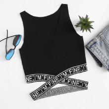 Shein V Neckline Criss Cross Tank Top