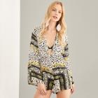 Shein V-neck Bell Sleeve Leopard Print Jumpsuit