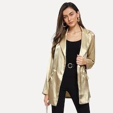 Shein Double Breasted Satin Blazer
