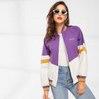 Shein Colorblock Letter Embroidered Jacket