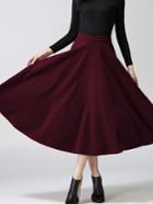 Shein Burgundy High Waist Long Skirt