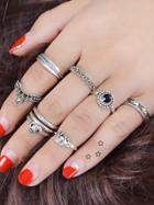 Shein 8 Pcs/set Boho Chic Heart Crown Elephant Finger Rings