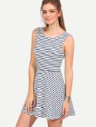 Shein Black White Striped Sleeveless U Back Dress