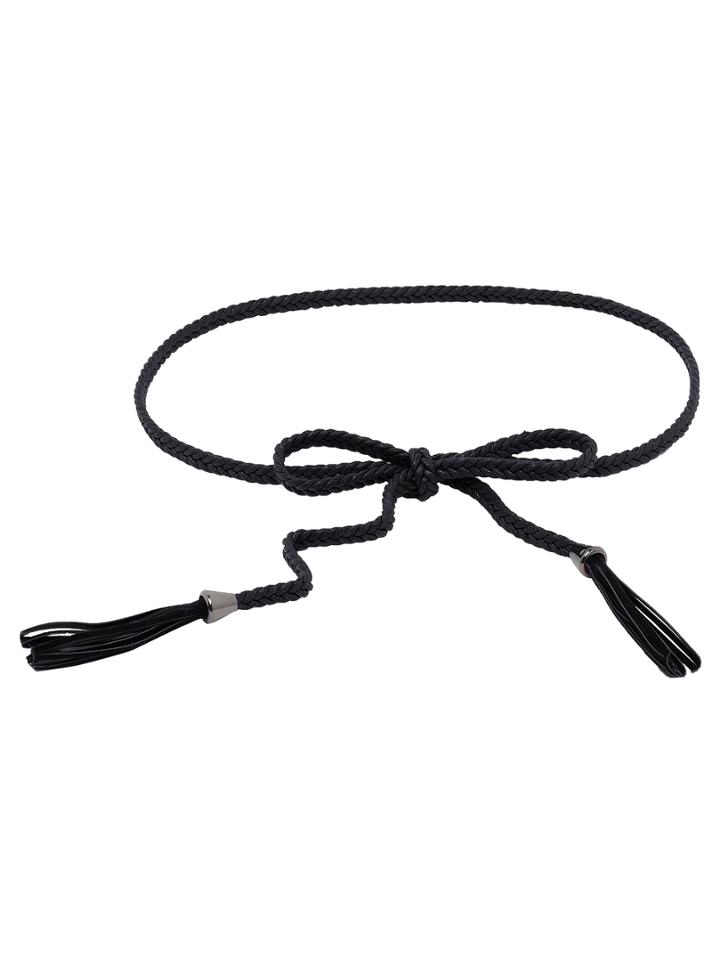Shein Black Wax Rope Knit Tassel Waist Chain