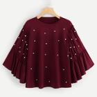 Shein Plus Beaded Flounce Sleeve Tee