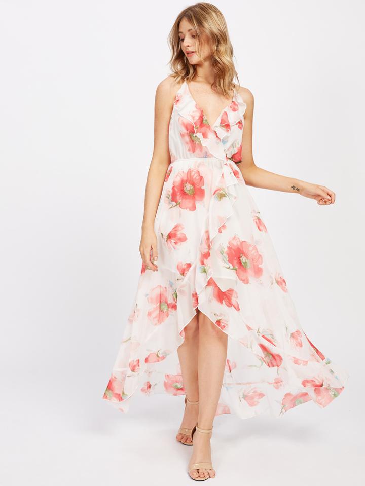 Shein Frill Trim Overlap Front Dress