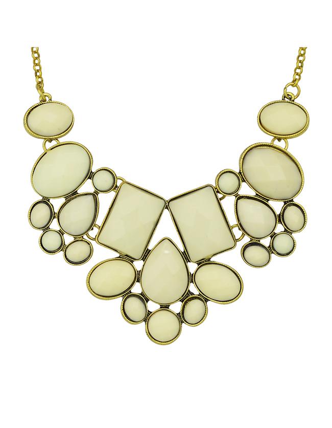 Shein Beige Imitation Gemstone Chunky Statement Necklace