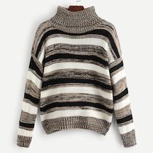 Shein High Neck Drop Shoulder Sweater