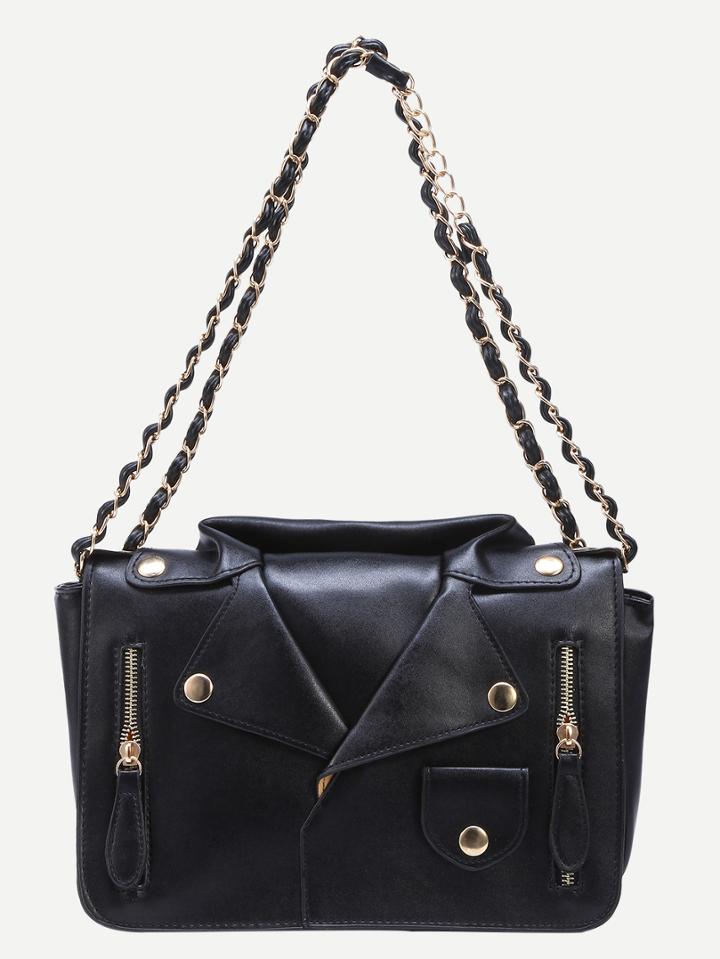 Shein Black Moto Jacket Shoulder Bag
