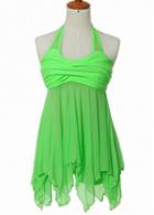 Rosewe Green Padded Asymmetric Halter Swimdresses Set