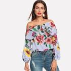 Shein Bow Front Bishop Sleeve Bardot Top