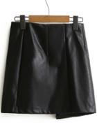 Shein Black Zipper Back Asymmetrical Pu Skirt
