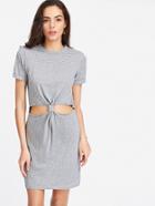 Shein Grey Cut Out Knot Detail Dress