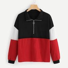 Shein Cut And Sew Half Placket Sweatshirt