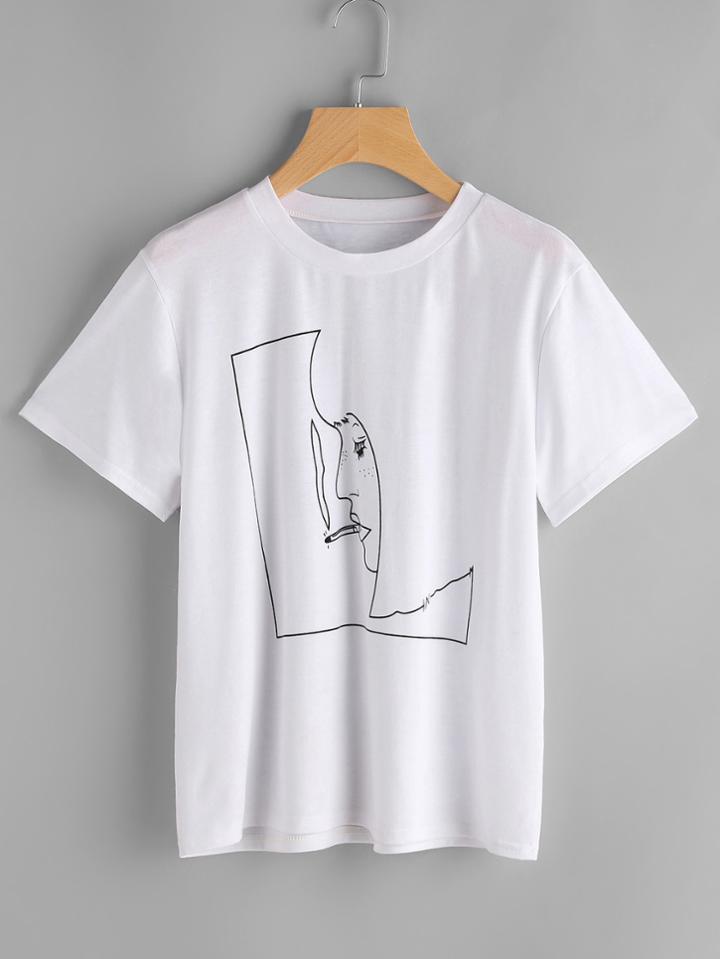 Shein Smoking Man Print Tee