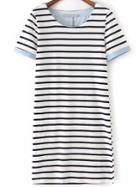 Shein White Stripe Contrast Cuff T-shirt Dress