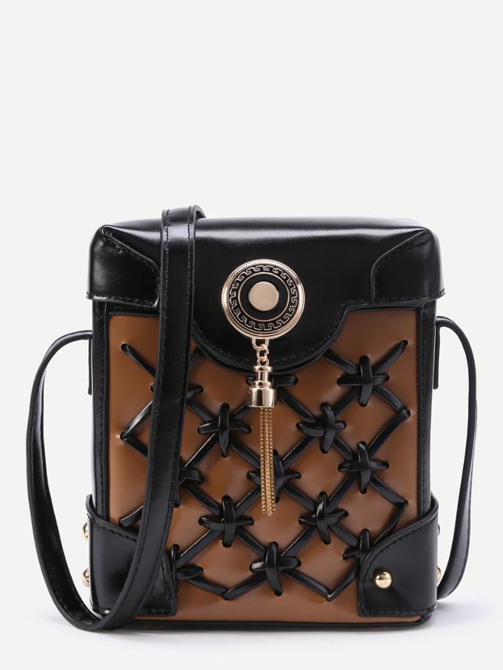 Shein Criss Cross Crossbody Pouch Bag With Tassel