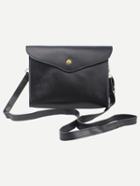 Shein Snap Button Closure Envelope Shoulder Bag - Black