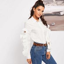 Shein Ruffle Trim Open Sleeve Blouse