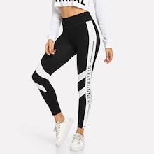 Shein Wide Waistband Colorblock Letter Leggings
