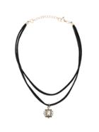 Shein Double Layered Crystal Pendant Choker Necklace