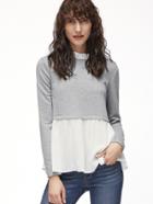 Shein Contrast Ruffle Collar And Hem T-shirt