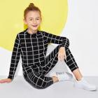 Shein Girls Grid Top & Pants Set