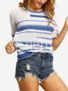 Shein Multicolor Short Sleeve Striped Knit T-shirt