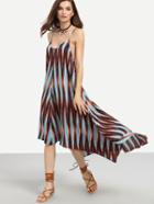 Shein Multicolot Vertical Stripe Asymmetric Slip Dress