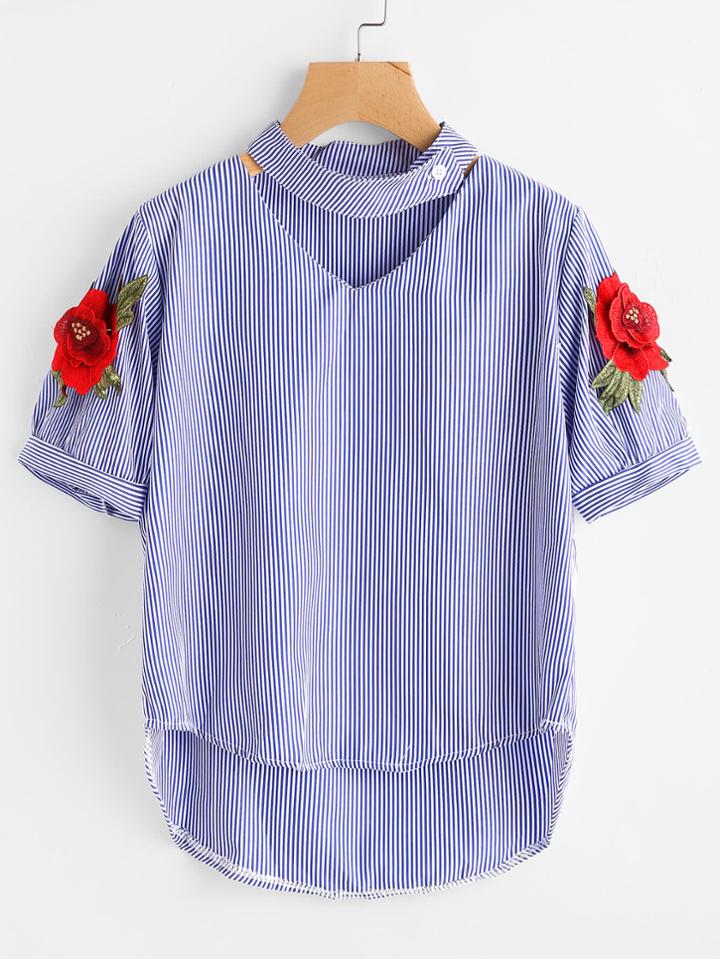Shein 3d Appliques Embellished Choker Top