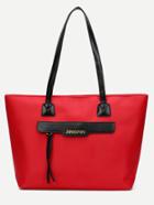 Shein Red Zip Front Nylon Tote Bag