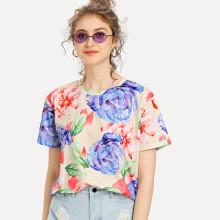 Shein Allover Flower Print Tee