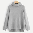 Shein Raglan Sleeve Asymmetrical Hem Sweater