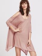 Shein Pink Cold Shoulder Split Side Asymmetrical Dress
