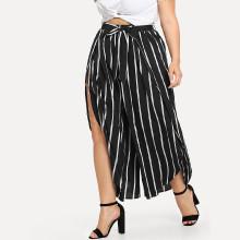 Shein Plus Stripe Print Wide Leg Wrap Pants