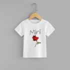 Shein Girls Letter And Rose Print Tee