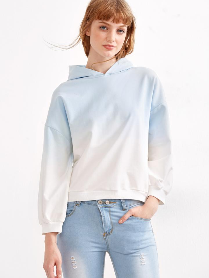 Shein Ombre Drop Shoulder Hooded Sweatshirt