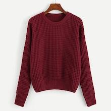 Shein Drop Shoulder Waffle Knit Sweater