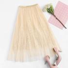 Shein Leaf Embroidered Mesh Skirt