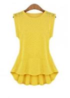 Rosewe Hot Sale Yellow Sleeveless High Low T Shirt