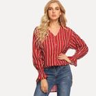 Shein Striped Curved Longline Blouse