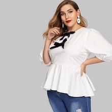 Shein Plus Bow Front Peplum Top