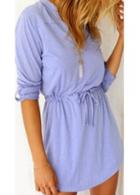 Rosewe Half Sleeve Drawstring Waist Straight Dress