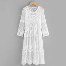 Shein Floral Embroidered Sheer Lace Dress