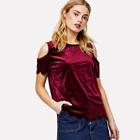 Shein Cold Shoulder Velvet Tee