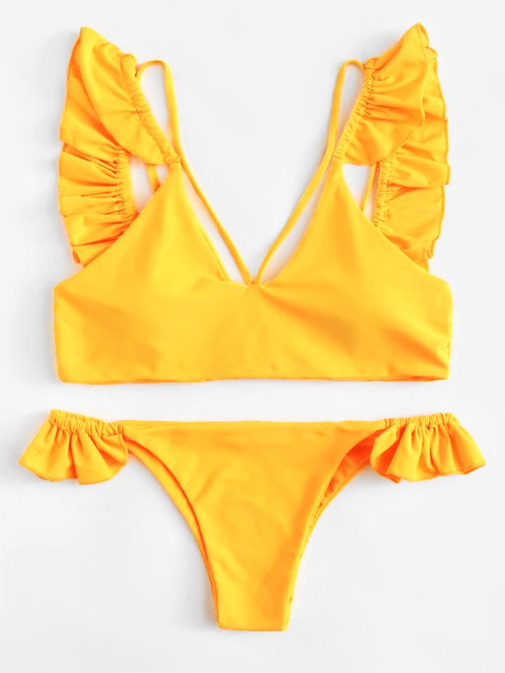 Shein Harness Detail Ruffle Bikini Set