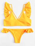 Shein Harness Detail Ruffle Bikini Set